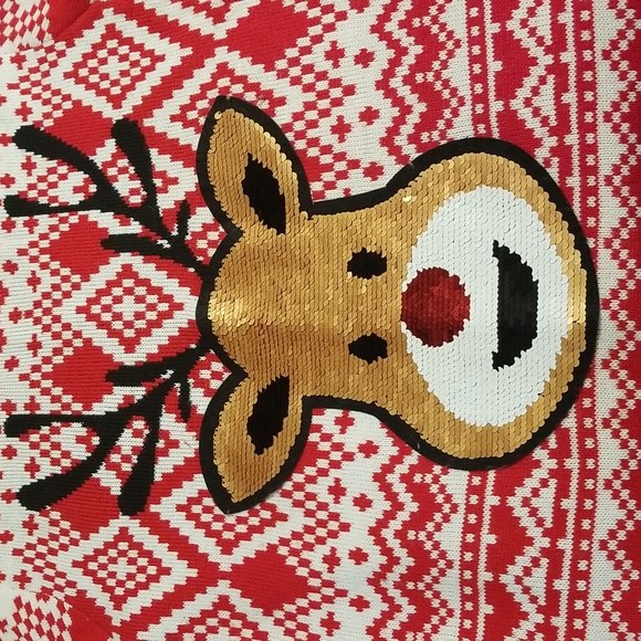 Rudy Reindeer W/Sequins UGLY Christmas Sweater - Picture 6 of 8
